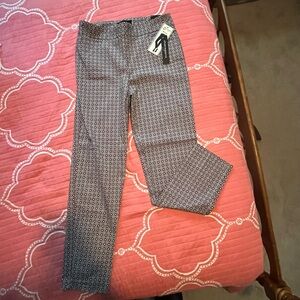 Sharagano Purple and White Patterned Slim Leg Pants